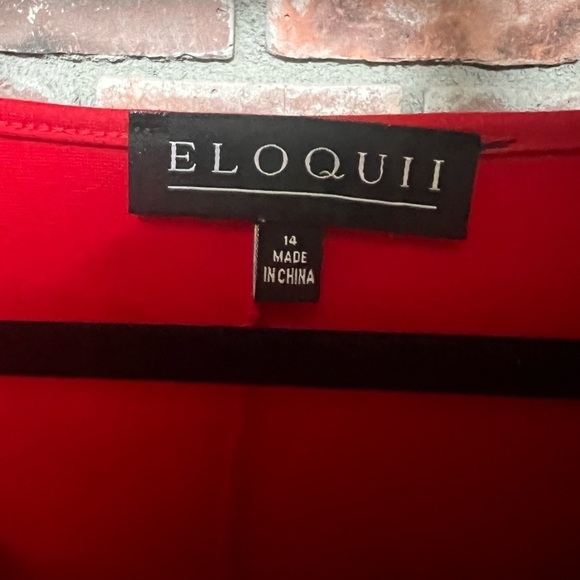 Eloquii pepper red gathered front 3/4 sleeve top red women’s size 14 - Picture 3 of 4